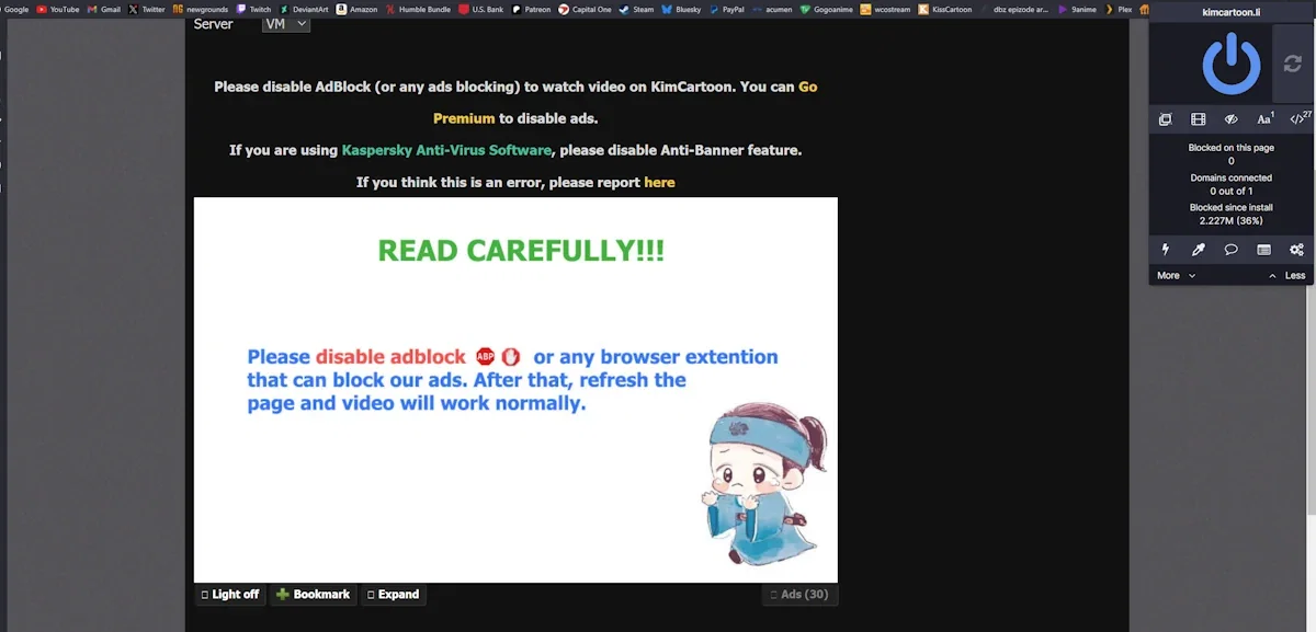 how to bypass kimcartoon ad blocker