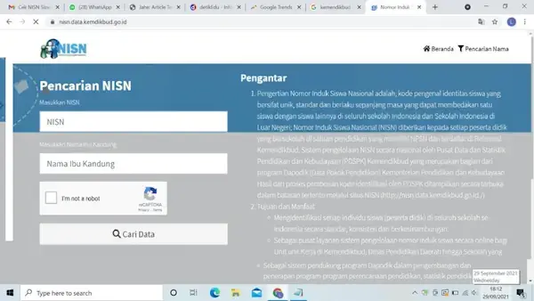 cara cek nisn online
