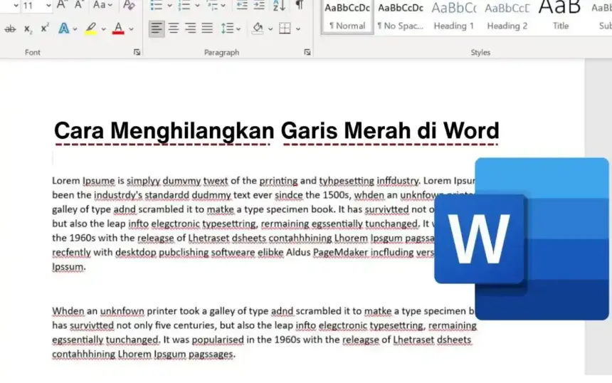 cara menghilangkan garis merah di word